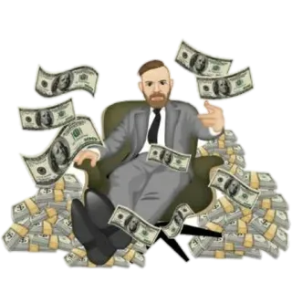 👑 деньги, успех, богатство, доллары, бизнесмен, наличные, финансы whatsapp sticker