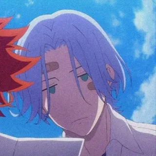 🌟 anime, cartone animato, personaggio, capelli blu, ritratto telegram sticker