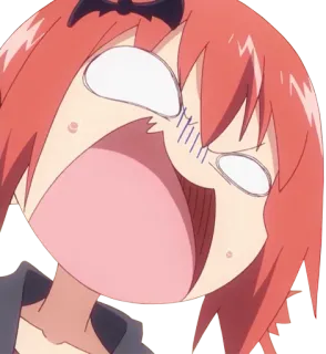 😤 anime, cartoni animati, urlare, espressione esagerata, scioccato, capelli rossi telegram sticker