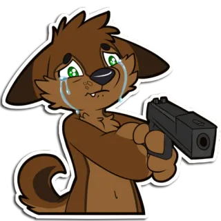 🔫 furry, cartoon, dog, crying, sad, pistol, gun, anthro telegram sticker