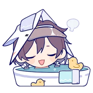 🚿 Anime, Tắm, Vịt, Thư giãn, Dễ thương, Hoạt hình telegram sticker