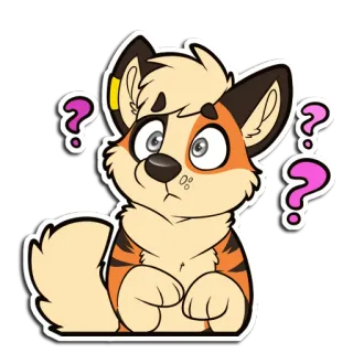 ❓ furry, confused, question mark, fox, cartoon, animal, cute, sticker telegram sticker
