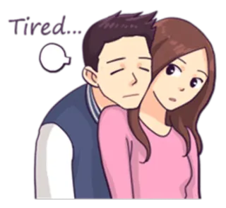 😞 Tired... cansado, pareja, dibujos animados telegram sticker