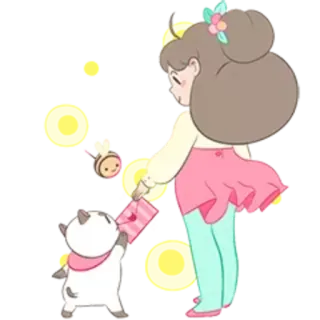 👭 Desenho animado, Menina, Gato, Fofo, Anime whatsapp sticker