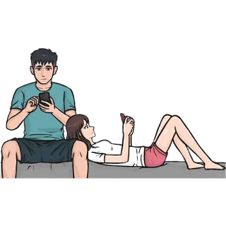 📱 커플, 관계, 스마트폰, 기술, 여가, 휴식 telegram sticker