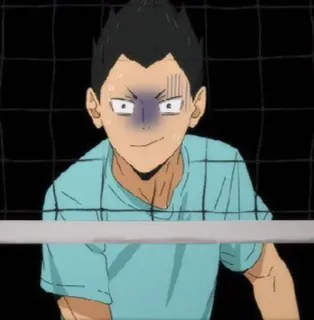 🌟 anime, cartoon, character, volleyball, face, expression telegram sticker