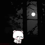 😢 медведь, грустный, плачет, лес, луна, ночь, слёзы telegram sticker