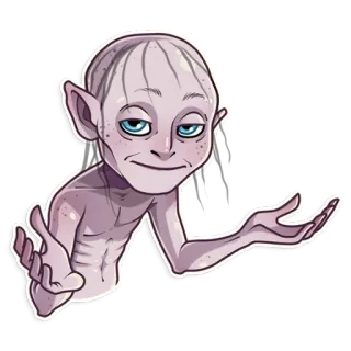 🤷‍♂️ Gollum Lord of the Rings Fantasía, Criatura, Personaje, Sméagol telegram sticker