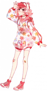💕 PLAY WITH ME Dziewczyna anime, Kwiatowy, Kawaii, Różowe włosy, Słodkie, Bluza z kapturem telegram sticker