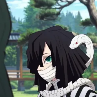 🐍 Obanai Iguro Demon Slayer 动漫, 角色, 蛇, 伊黑小芭内, 鬼灭之刃 whatsapp sticker