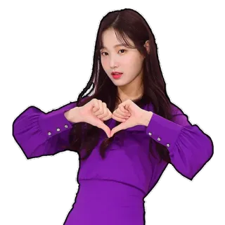 ❤️ donna, vestito viola, mani a cuore, carino, coreano, persona, ragazza telegram sticker