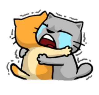 😭 Katzen, Umarmung, weinen, traurig, Freundschaft, Emotionen, Trost telegram sticker