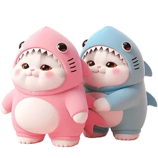 ☺️ kot, rekin, kociak, słodki, zwierzę, kreskówka, maskotka telegram sticker