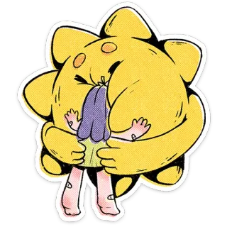 🤗 ôm, hoạt hình, tình bạn, tình cảm, dễ thương, vàng, nhân vật telegram sticker