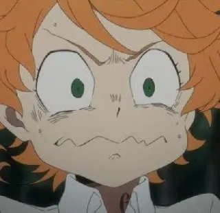 😂 Emma The Promised Neverland Anime, Cartoon, Wütend, Verängstigt, The Promised Neverland, Emma, Charakter, Ausdruck telegram sticker