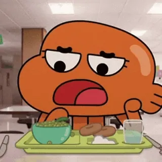 😋 Darwin The Amazing World of Gumball dibujos animados, pez, animación, disgusto, almuerzo escolar, infeliz telegram sticker