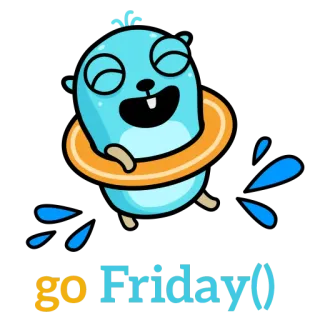 🎉 go Friday() golang, gopher, 金曜日, プログラミング, ソフトウェア, 開発 telegram sticker