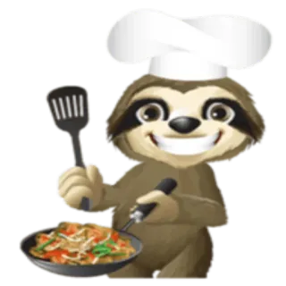 👩‍🍳 preguiça, chef, cozinhar, comida, fofo, animal whatsapp sticker