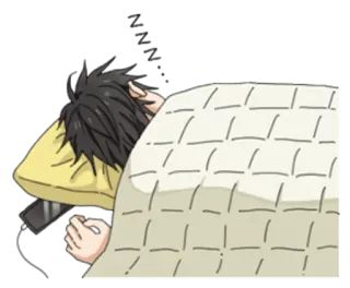 😴 ngủ, giường, gối, chăn, điện thoại, anime, đàn ông, mệt mỏi telegram sticker