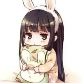 😕 อนิเมะ, ผู้หญิง, หูกระต่าย, น่ารัก, คาวาอิ, จิบิ telegram sticker