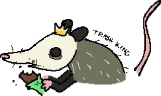 💩 opossum, crown, animal, cartoon, character whatsapp sticker