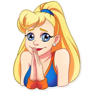 🙏 Frau, blond, beten, Figur, Cartoon, Sticker telegram sticker