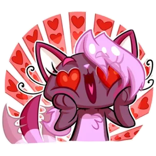 😍 кот, любовь, милый, сердце, мультфильм, наклейка, животное, каваи whatsapp sticker