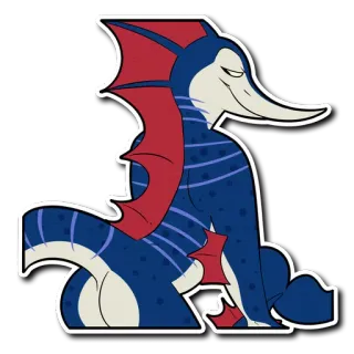 😘 monster, creature, fantasy, blue, red, cartoon telegram sticker