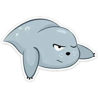 😒 Seehund, Tier, Cartoon, süß, Aufkleber, Säugetier, Meerestier, grau telegram sticker