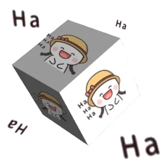 😂 Ha Dessin animé, Cube, Kawaii, Joyeux, Mignon, Visage, Souriant telegram sticker