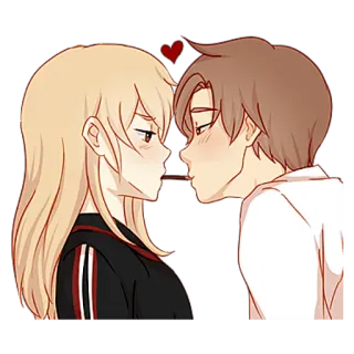 💋 coppia, romantico, cartoni animati, amore, bacio, anime, dolce, carino telegram sticker