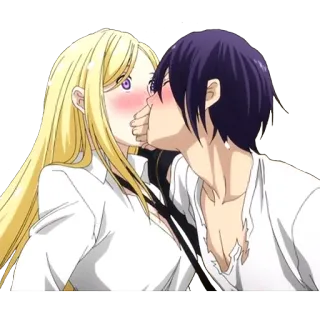 😘 anime, kiss, romance, cartoon telegram sticker