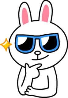 😎 kelinci, kartun, lucu, karakter, kacamata, berpikir, putih, hewan telegram sticker