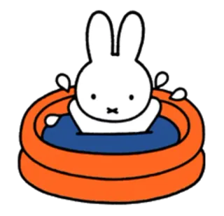 🧜‍♀ Miffy มิฟฟี่, กระต่าย, สระว่ายน้ำ, ภาพประกอบสำหรับเด็ก, กระต่ายการ์ตูน telegram sticker