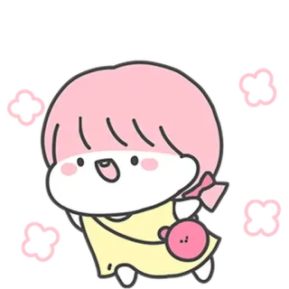 🏃‍♀️ sticker, süß, kawaii, cartoon, figur, mädchen, pinke haare telegram sticker
