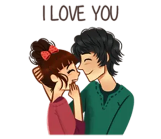 ❤ คู่รัก, ความรัก, ความโรแมนติก, การ์ตูน, น่ารัก telegram sticker