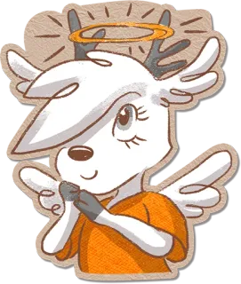 😇 ангел, олень, милый, нимб, животное, мультфильм, каваи telegram sticker