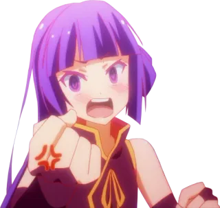 😡 anime, chica, enfadada, pelo morado whatsapp sticker