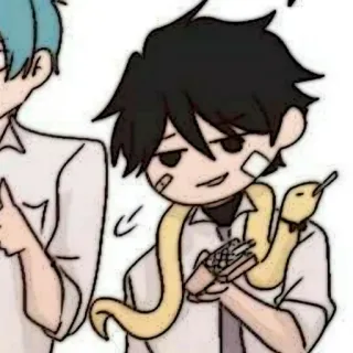 🗿 anime style, boy, snake, cartoon, character telegram sticker
