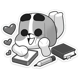 🥰 dog, hearts, pencil, book, cartoon, sticker, kawaii, cute telegram sticker