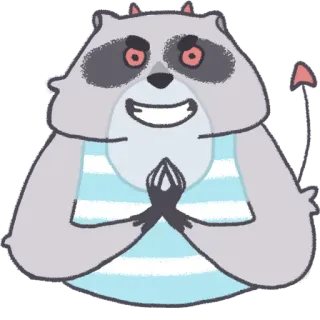 😈 raccoon, devil, cartoon, evil, funny, character telegram sticker