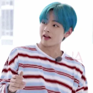 🤙 V V, BTS, K-pop, cantante, capelli blu, coreano, celebrità whatsapp sticker
