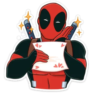 ☺️ Deadpool Deadpool, Marvel, superbohater, naklejka, miłość, serce telegram sticker