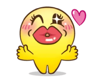 💋 Emoji, Miłość, Pocałunek, Żółty, Serce whatsapp sticker
