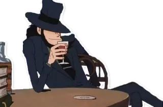🍷 Arsène Lupin III Lupin the Third Люпен, Аниме, Персонаж, Благородный вор, Пьёт, Вино whatsapp sticker