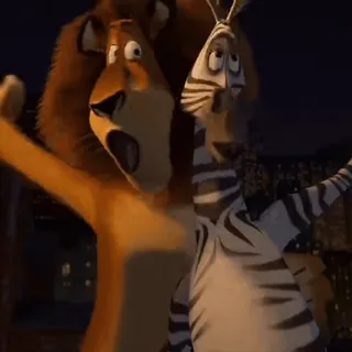 🤪 Alex, Marty Madagascar animals, lion, zebra, friends, movie, cartoon whatsapp sticker