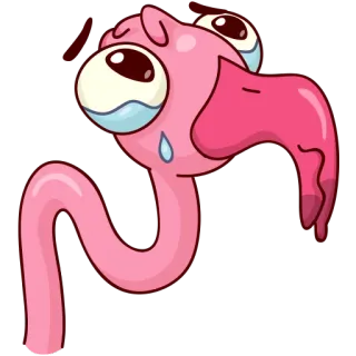 😭 Desenho animado, Animal, Rosa, Pássaro, Flamingo, Triste, Chorando, Adesivo telegram sticker