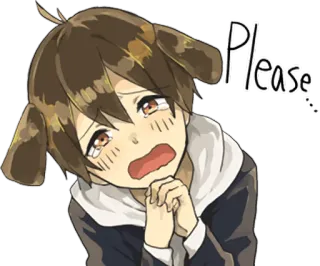 🙏 Please menangis, memohon, mengemis, anime, manga, telinga anjing, sedih telegram sticker