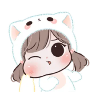 😉 Anime, Carino, Kawaii, Cartone animato, Ragazza, Adesivo, Occhiolino whatsapp sticker