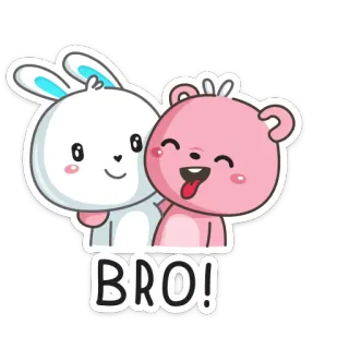 🤛 BRO! conejo, oso, lindo, amigos, hermano, pegatina telegram sticker